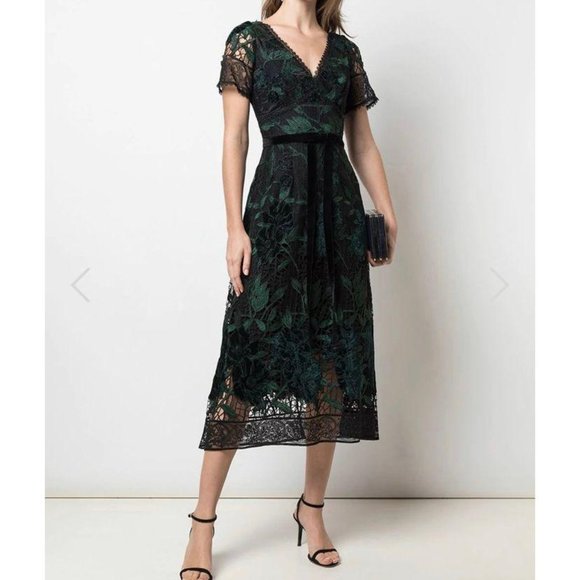 (Sold) Marchesa Notte Velvet Guipure Cocktail Dres - Picture 2 of 12